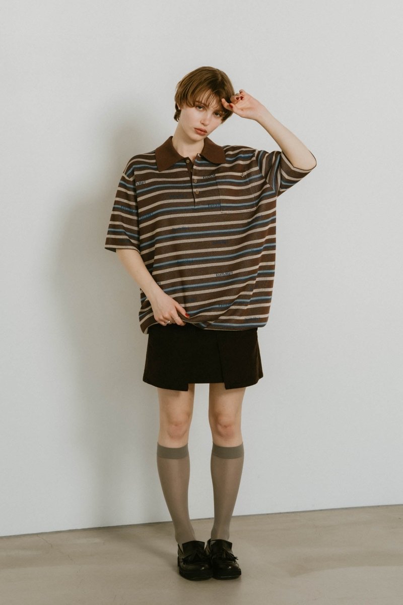logo stripe polo knit(unisex)/2color - KNUTH MARF