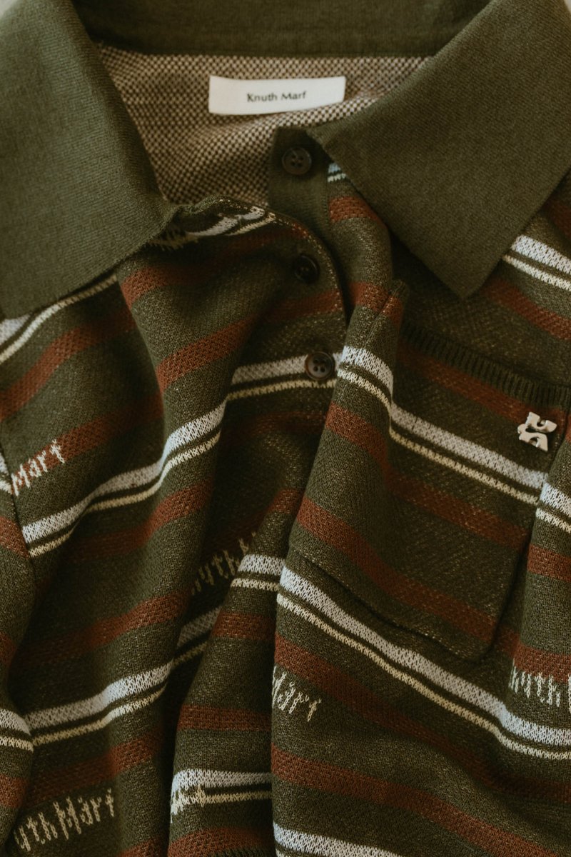 logo stripe polo knit(unisex)/2color - KNUTH MARF