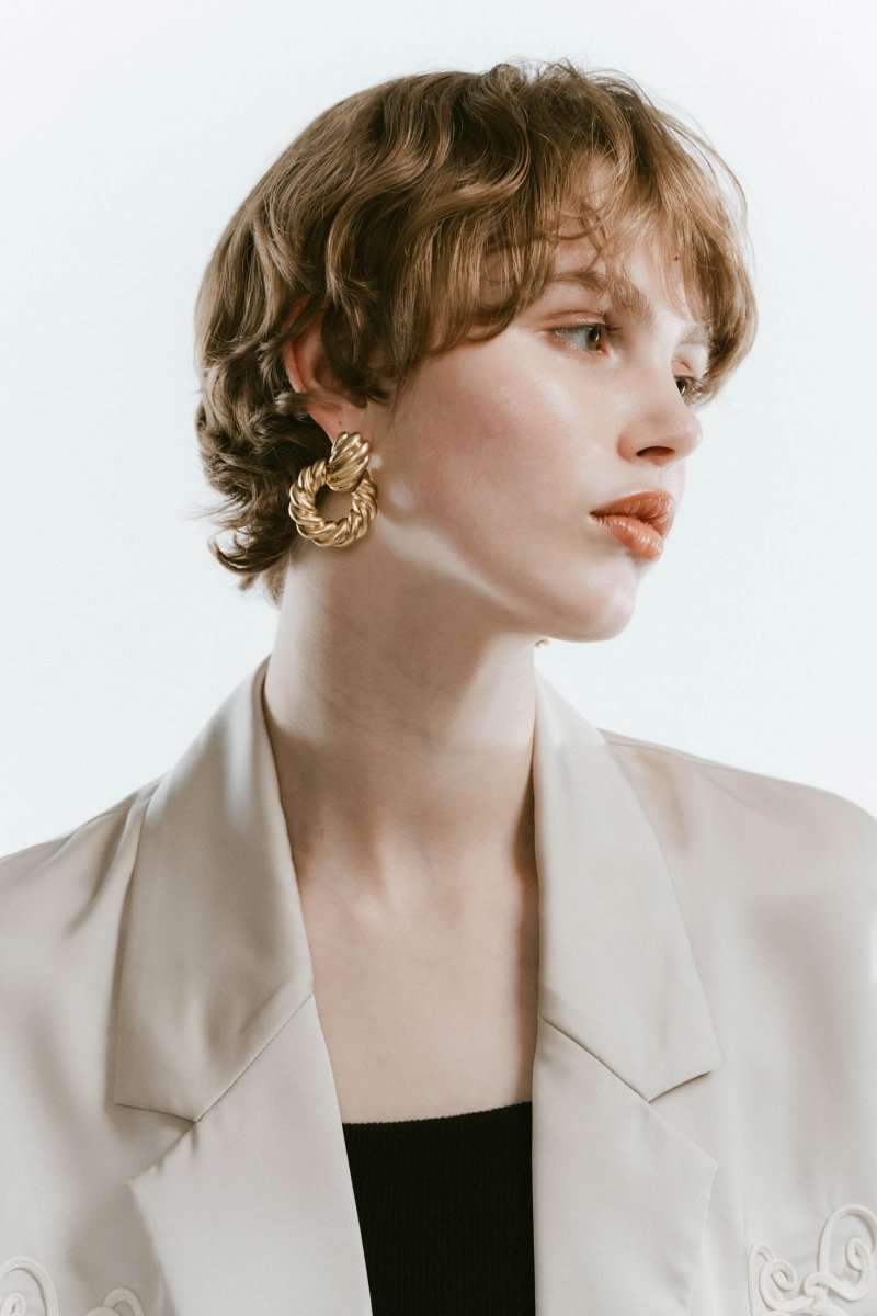 metal design pierced earrings/earrings - KNUTH MARF