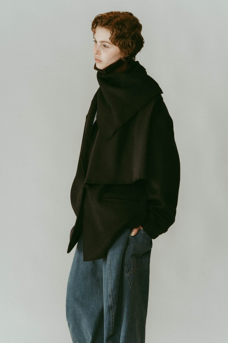 muffler overlay jacket(unisex)/black - KNUTH MARF