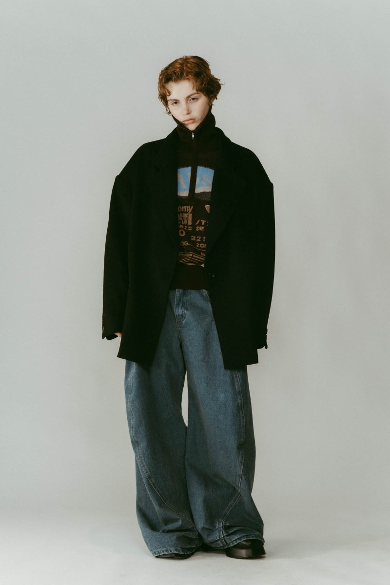 muffler overlay jacket(unisex)/black - KNUTH MARF