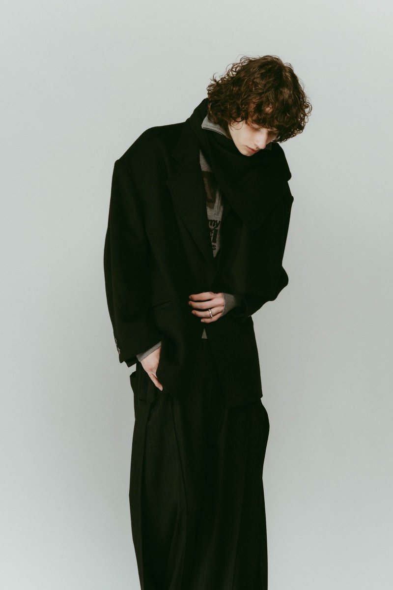 muffler overlay jacket(unisex)/black - KNUTH MARF