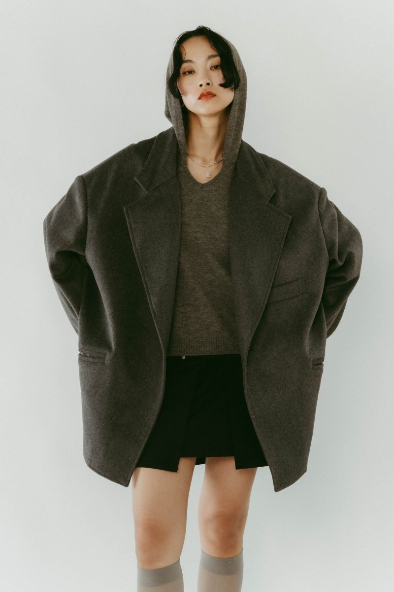 muffler overlay jacket(unisex)/gray - KNUTH MARF