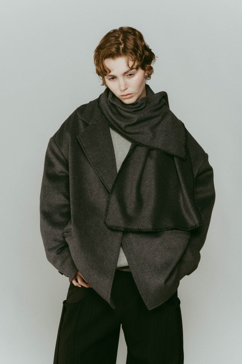 muffler overlay jacket(unisex)/gray - KNUTH MARF
