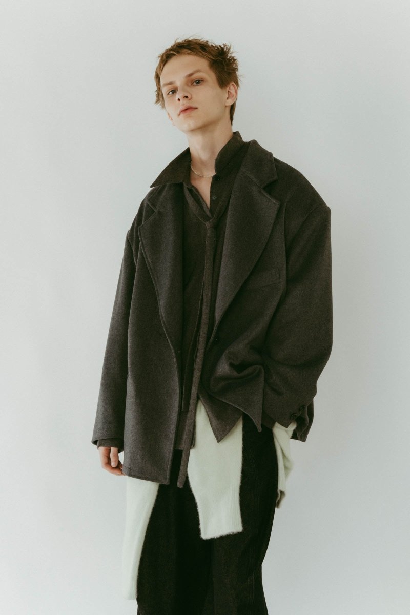 muffler overlay jacket(unisex)/gray - KNUTH MARF