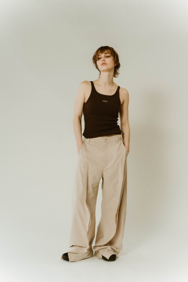 - On sale April 25th 21:00 - cap in rib tank top/brown,ivory - KNUTH MARF