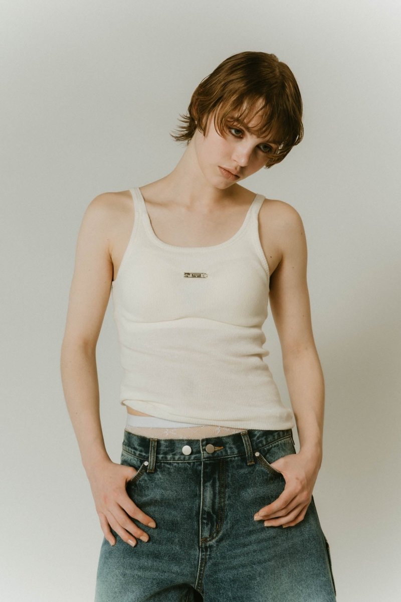 - On sale April 25th 21:00 - cap in rib tank top/brown,ivory - KNUTH MARF