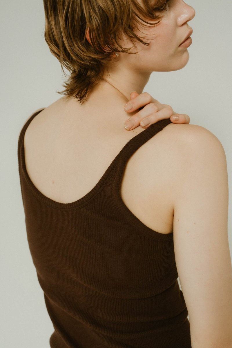 - On sale April 25th 21:00 - cap in rib tank top/brown,ivory - KNUTH MARF