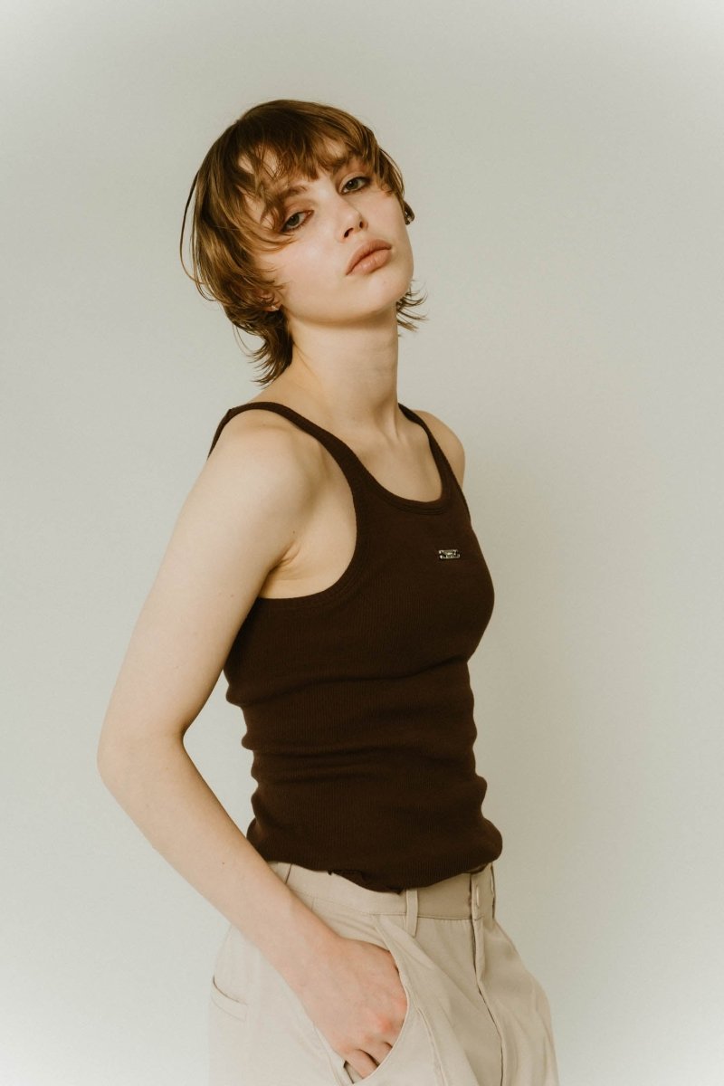 - On sale April 25th 21:00 - cap in rib tank top/brown,ivory - KNUTH MARF