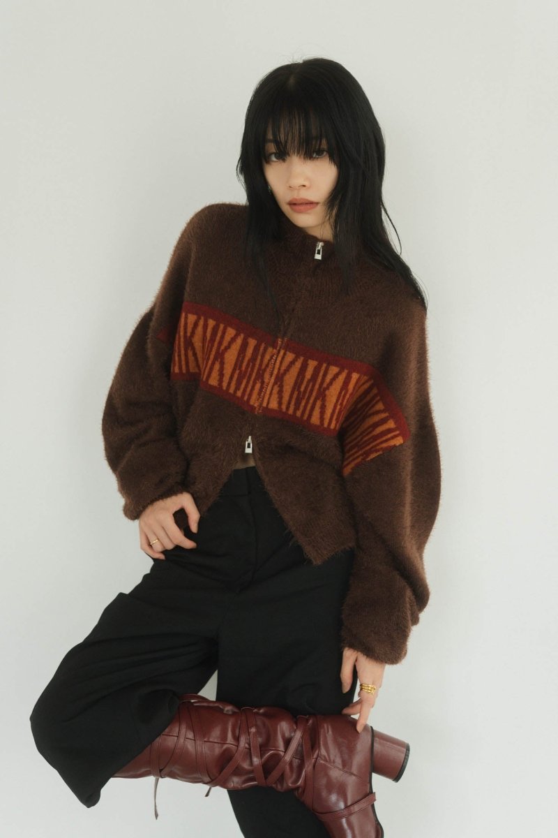 - Order sales Until 10:00 on the 12/2 - full zip motif cardigan(unisex)/brown(Shipping 1/17~) - KNUTH MARF