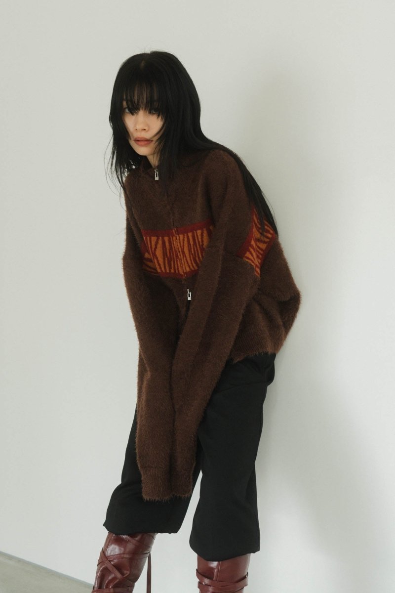 - Order sales Until 10:00 on the 12/2 - full zip motif cardigan(unisex)/brown(Shipping 1/17~) - KNUTH MARF
