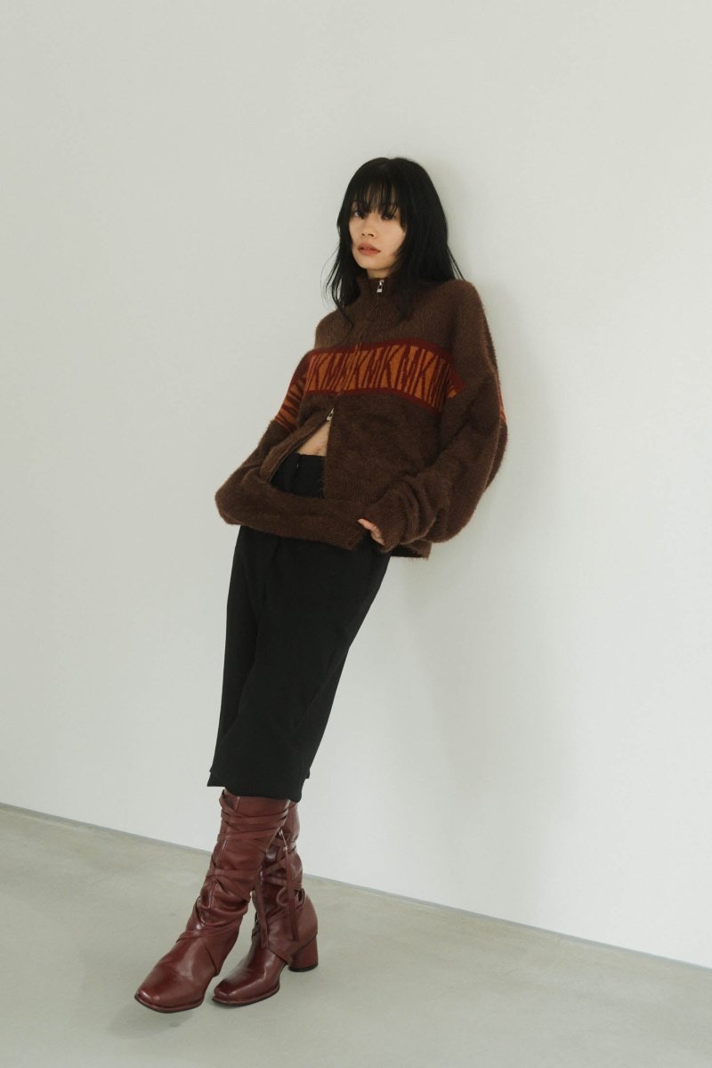 - Order sales Until 10:00 on the 12/2 - full zip motif cardigan(unisex)/brown(Shipping 1/17~) - KNUTH MARF