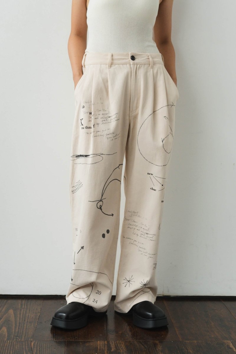 - Order sales Until 13:00 on the 29th - graffiti pants(unisex)/white (Shipping 12/5~) - KNUTH MARF