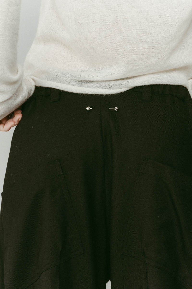 pierced drape pants(unisex)/black - KNUTH MARF
