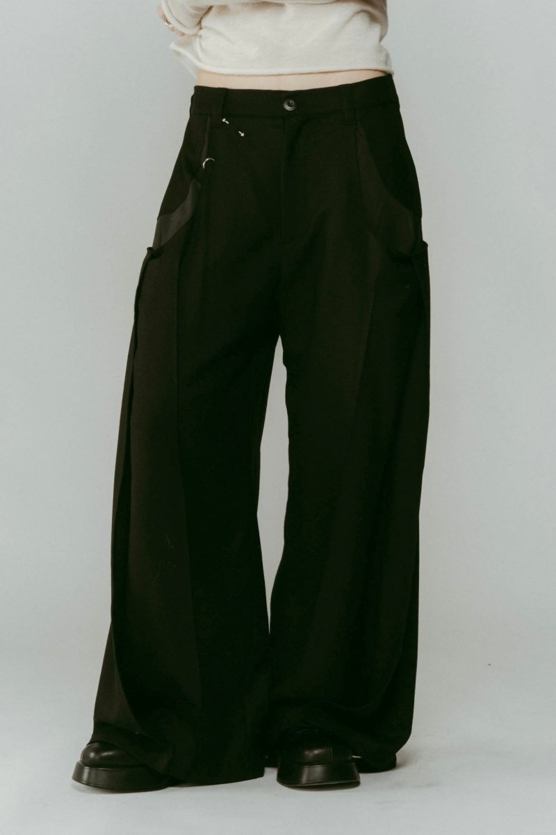 pierced drape pants(unisex)/black - KNUTH MARF