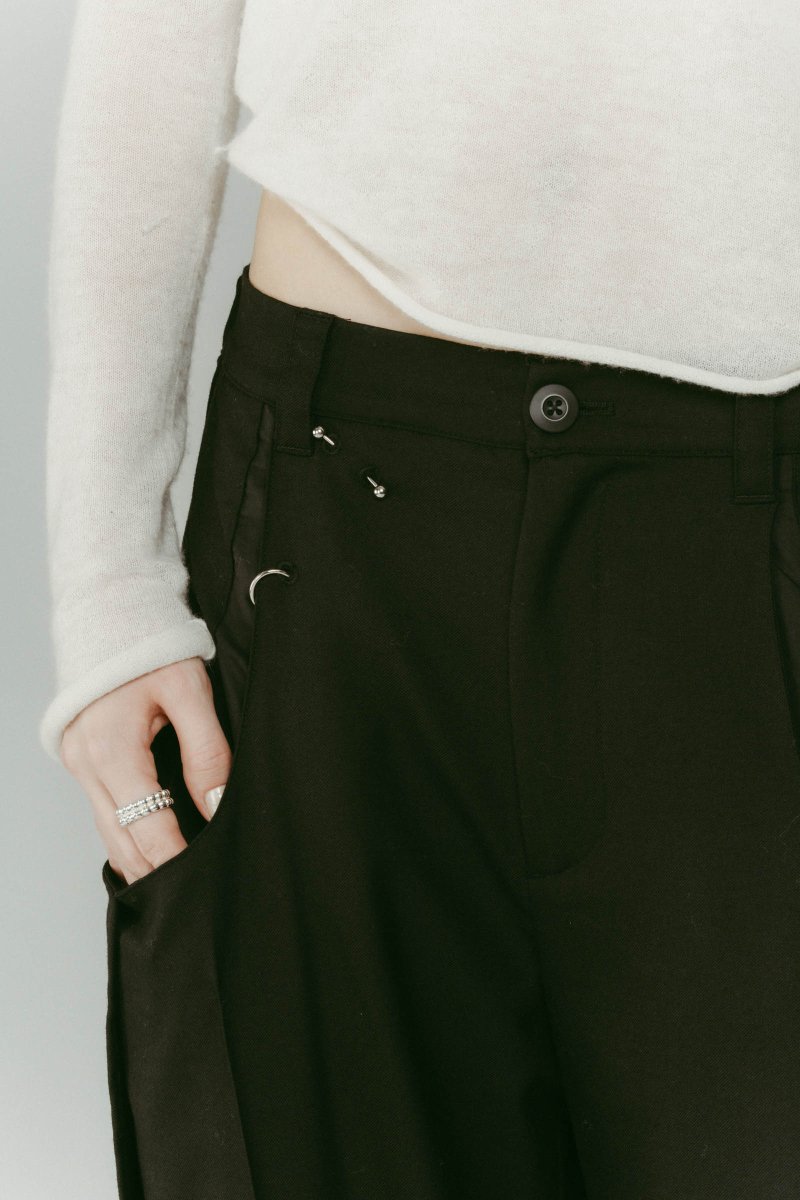 pierced drape pants(unisex)/black - KNUTH MARF