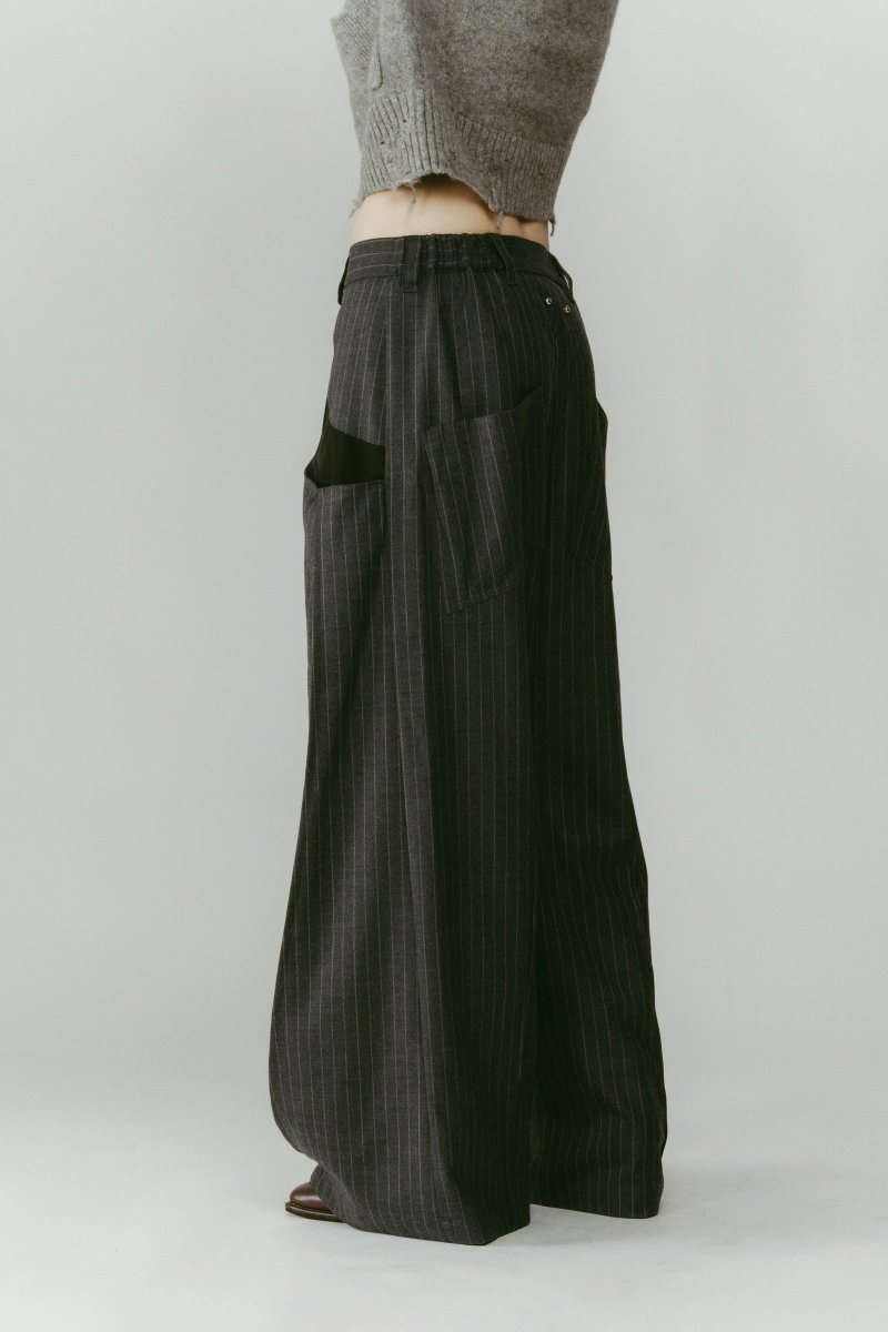 pierced drape pants(unisex)/stripegray - KNUTH MARF