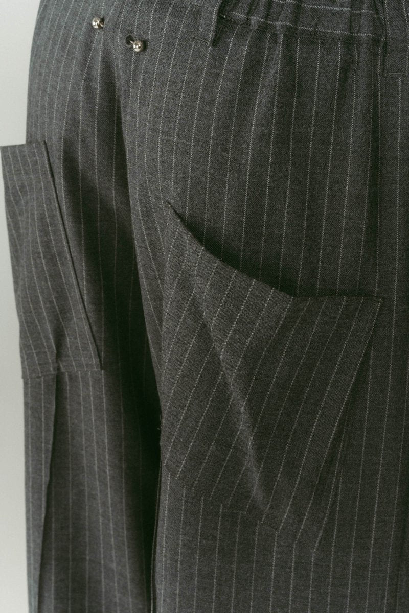 pierced drape pants(unisex)/stripegray - KNUTH MARF
