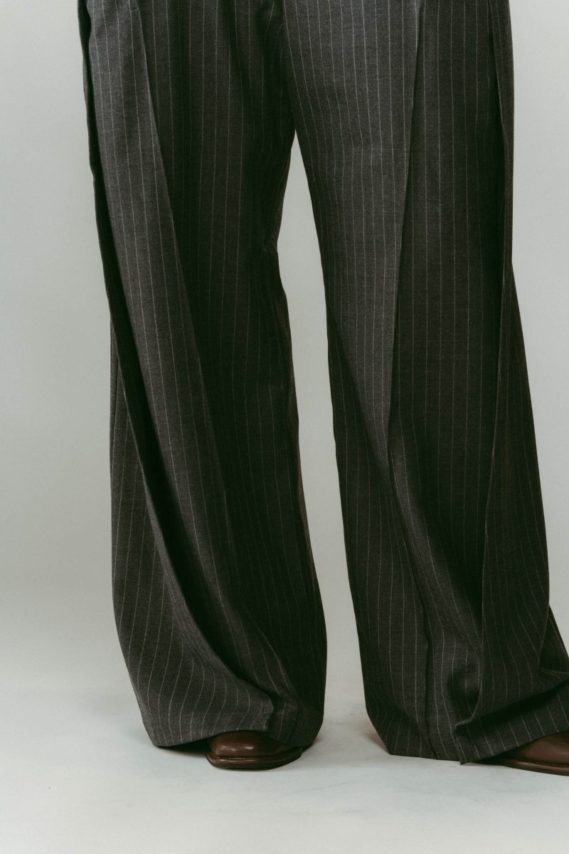 pierced drape pants(unisex)/stripegray - KNUTH MARF