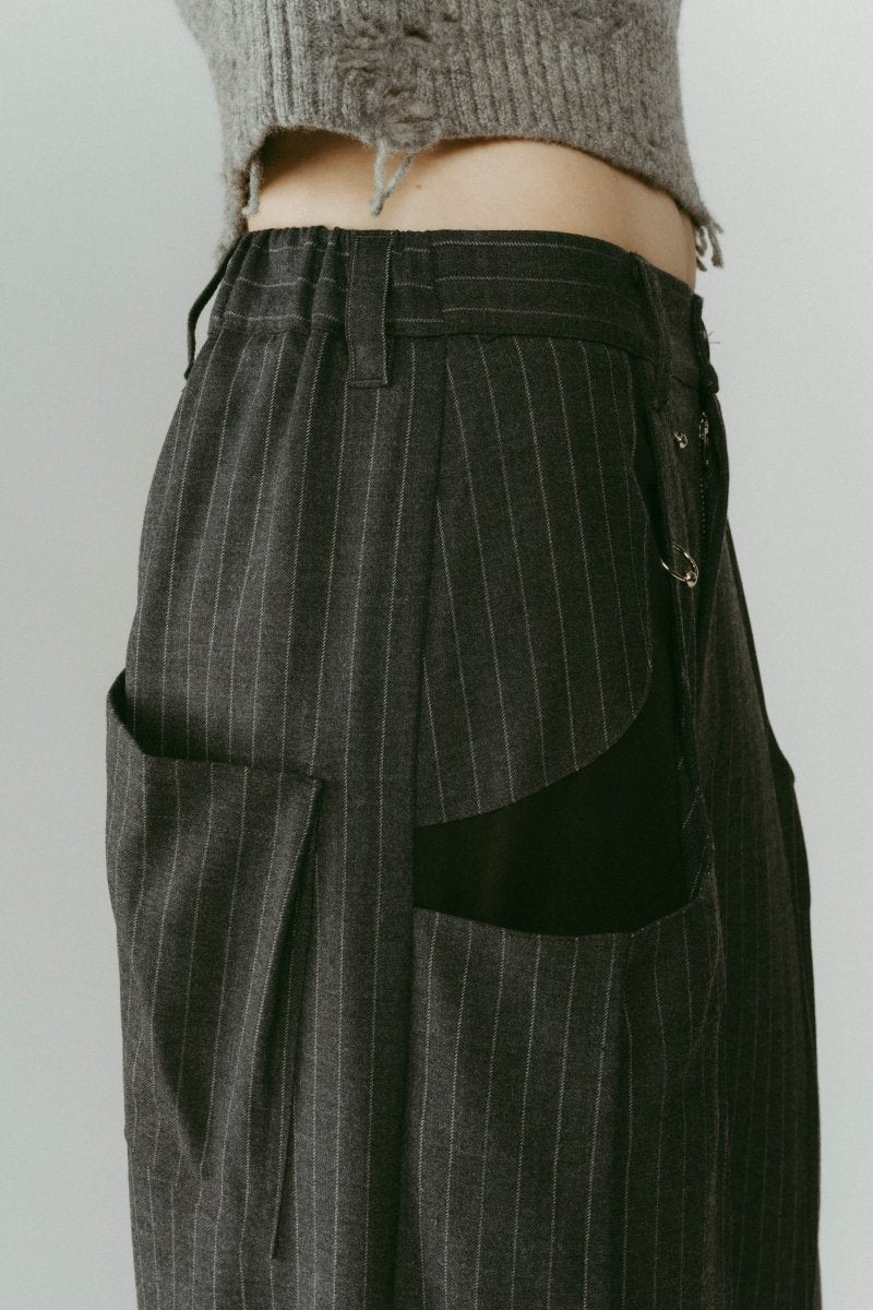 pierced drape pants(unisex)/stripegray - KNUTH MARF