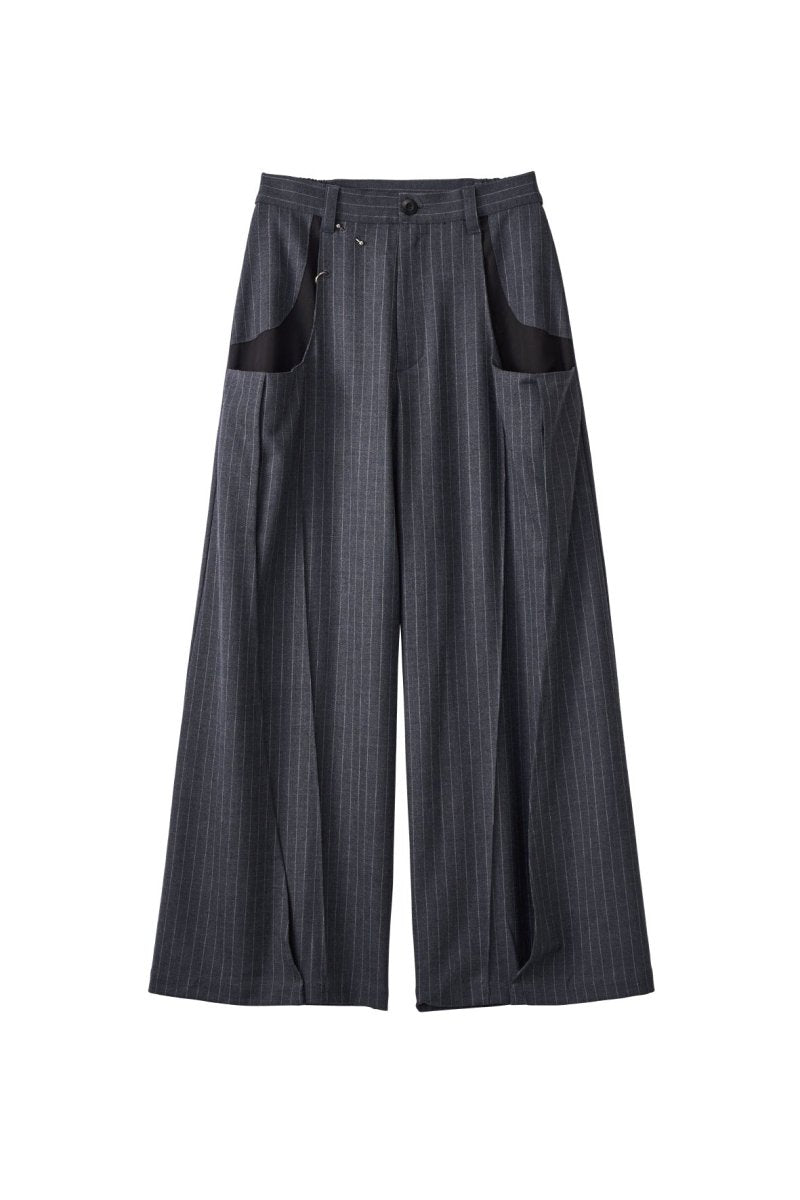 pierced drape pants(unisex)/stripegray - KNUTH MARF