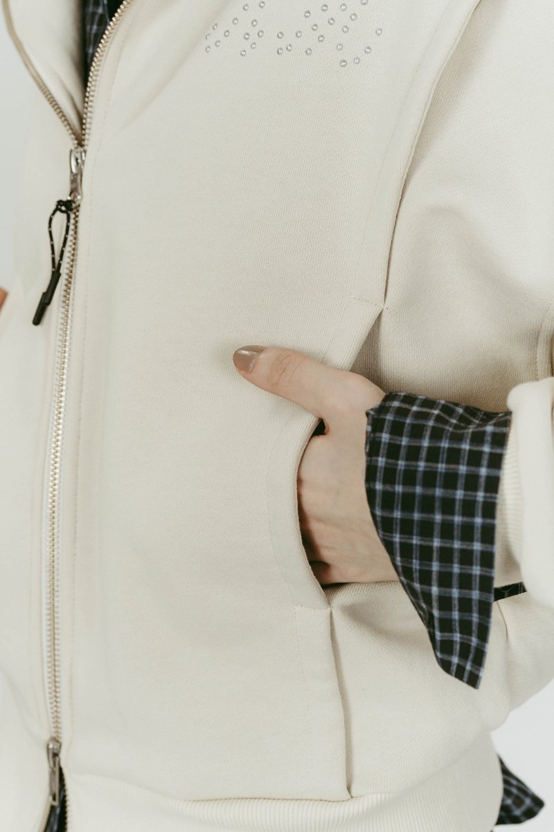 pierced hooded sweatshirt/lightbeige - KNUTH MARF