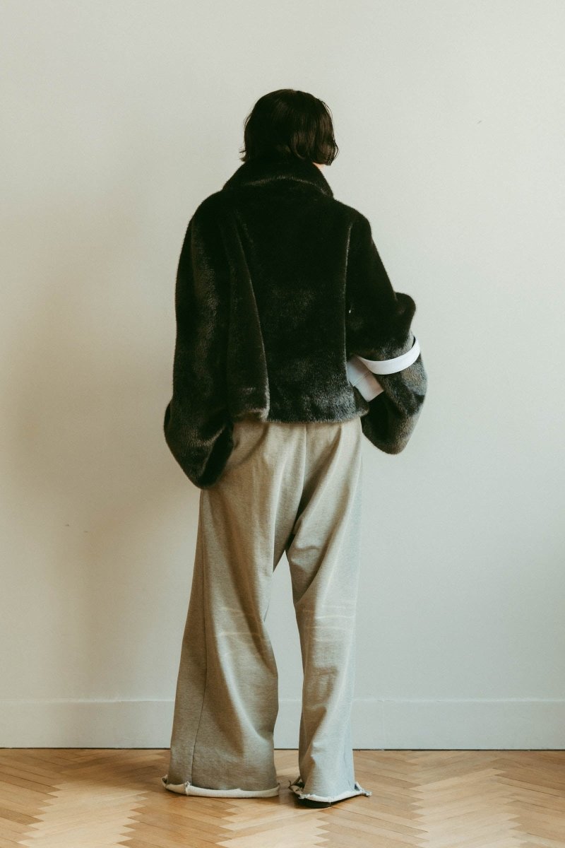 point collar fur coat/black - KNUTH MARF