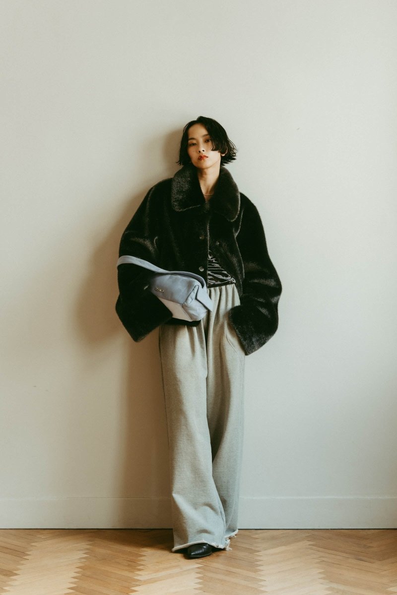 point collar fur coat/black - KNUTH MARF