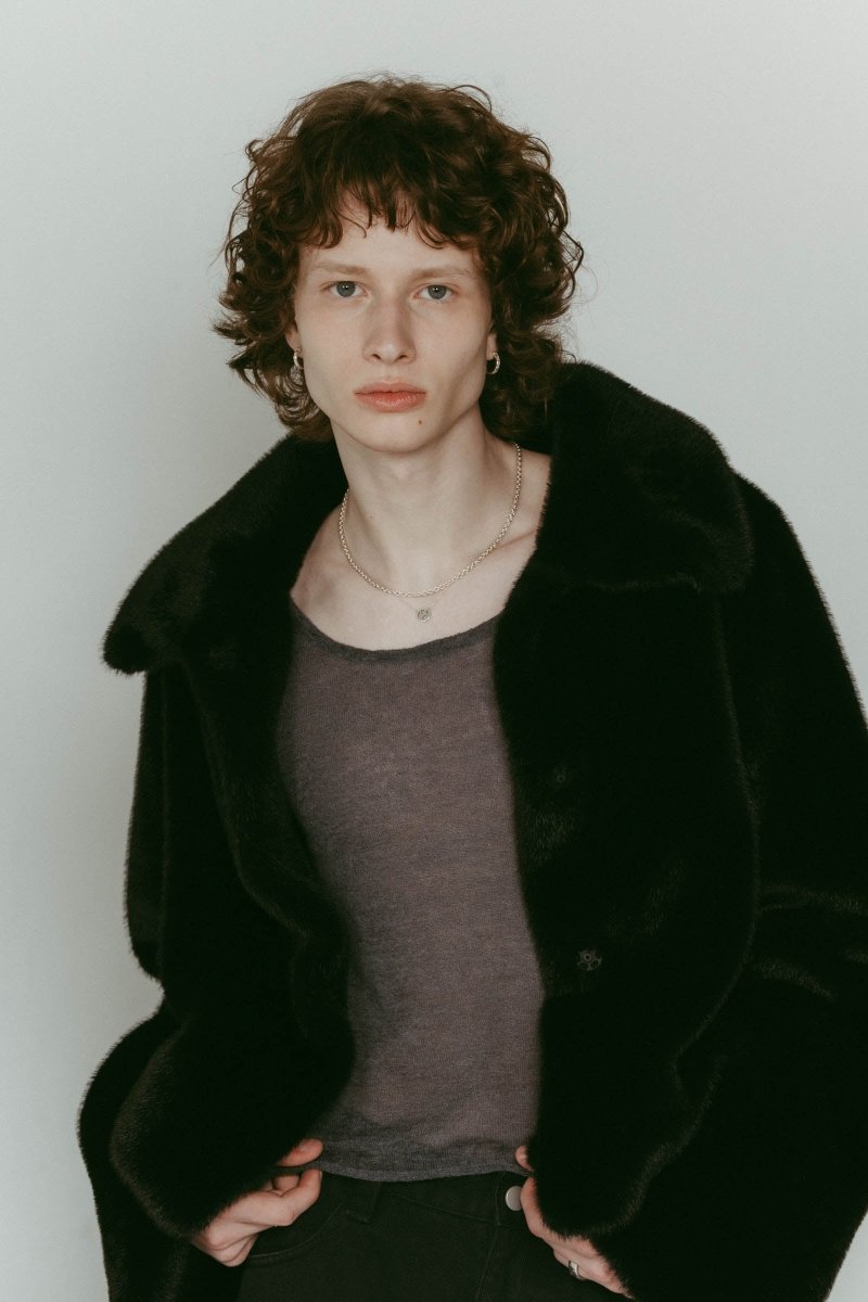point collar fur coat/black - KNUTH MARF