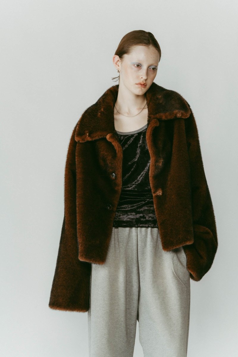 point collar fur coat/brown - KNUTH MARF