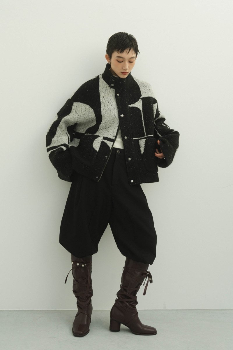 - Pre order sales - accent pattern knit jacket(unisex)/black(Shipping 12/27~) - KNUTH MARF