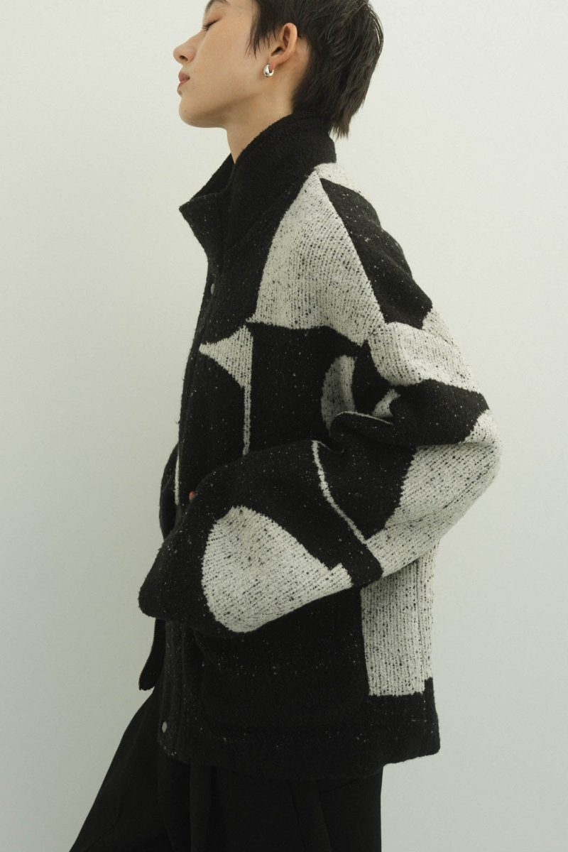 - Pre order sales - accent pattern knit jacket(unisex)/black(Shipping 12/27~) - KNUTH MARF