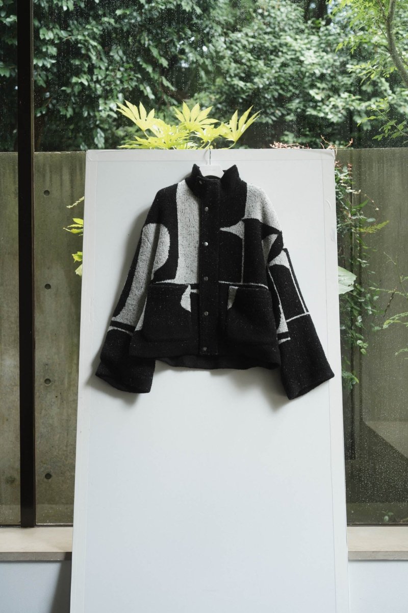 - Pre order sales - accent pattern knit jacket(unisex)/black(Shipping 12/27~) - KNUTH MARF