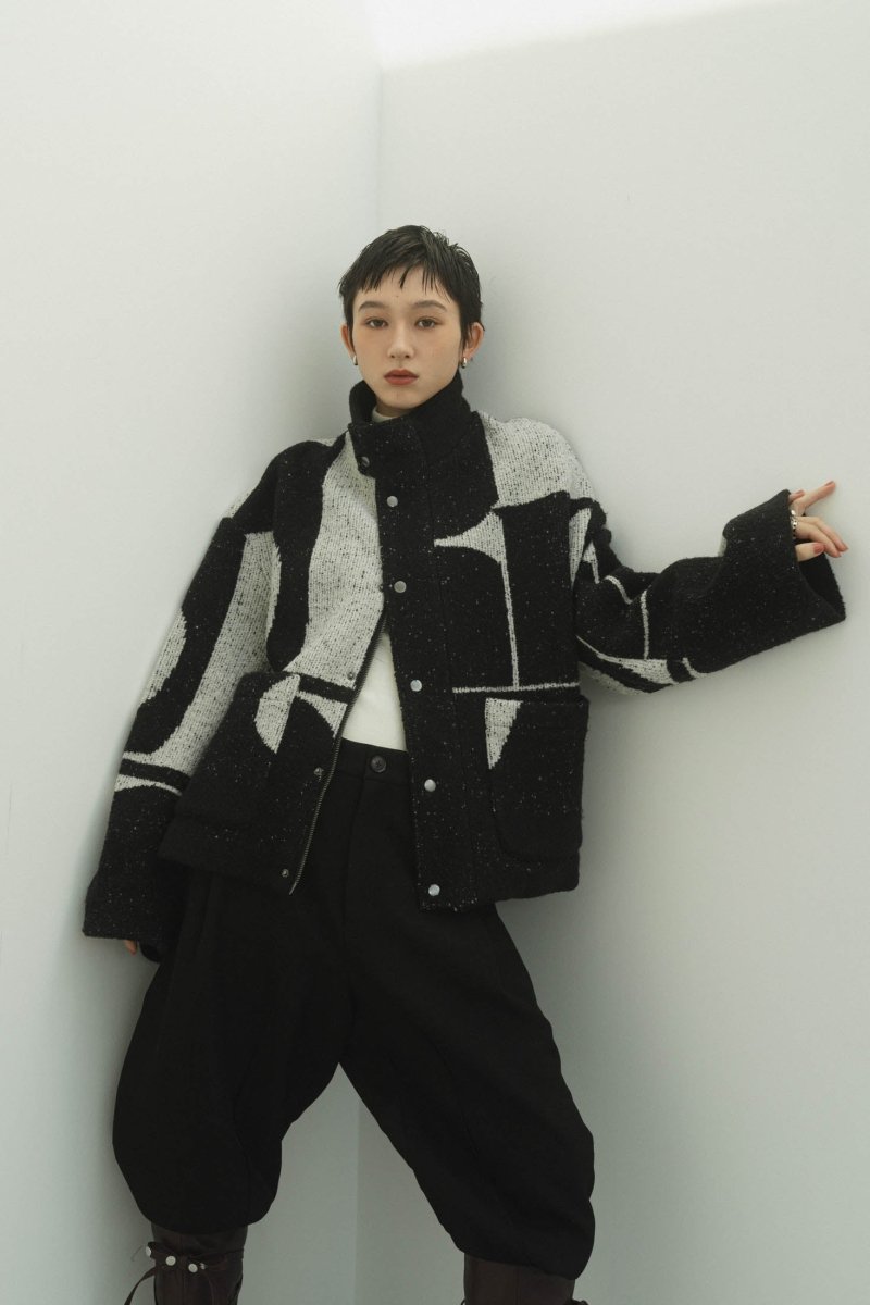 - Pre order sales - accent pattern knit jacket(unisex)/black(Shipping 12/27~) - KNUTH MARF