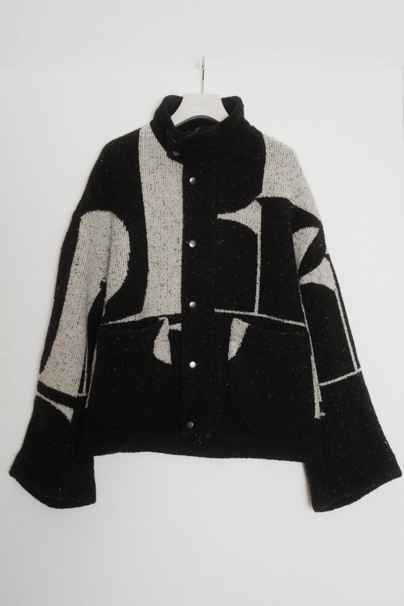 - Pre order sales - accent pattern knit jacket(unisex)/black(Shipping 12/27~) - KNUTH MARF