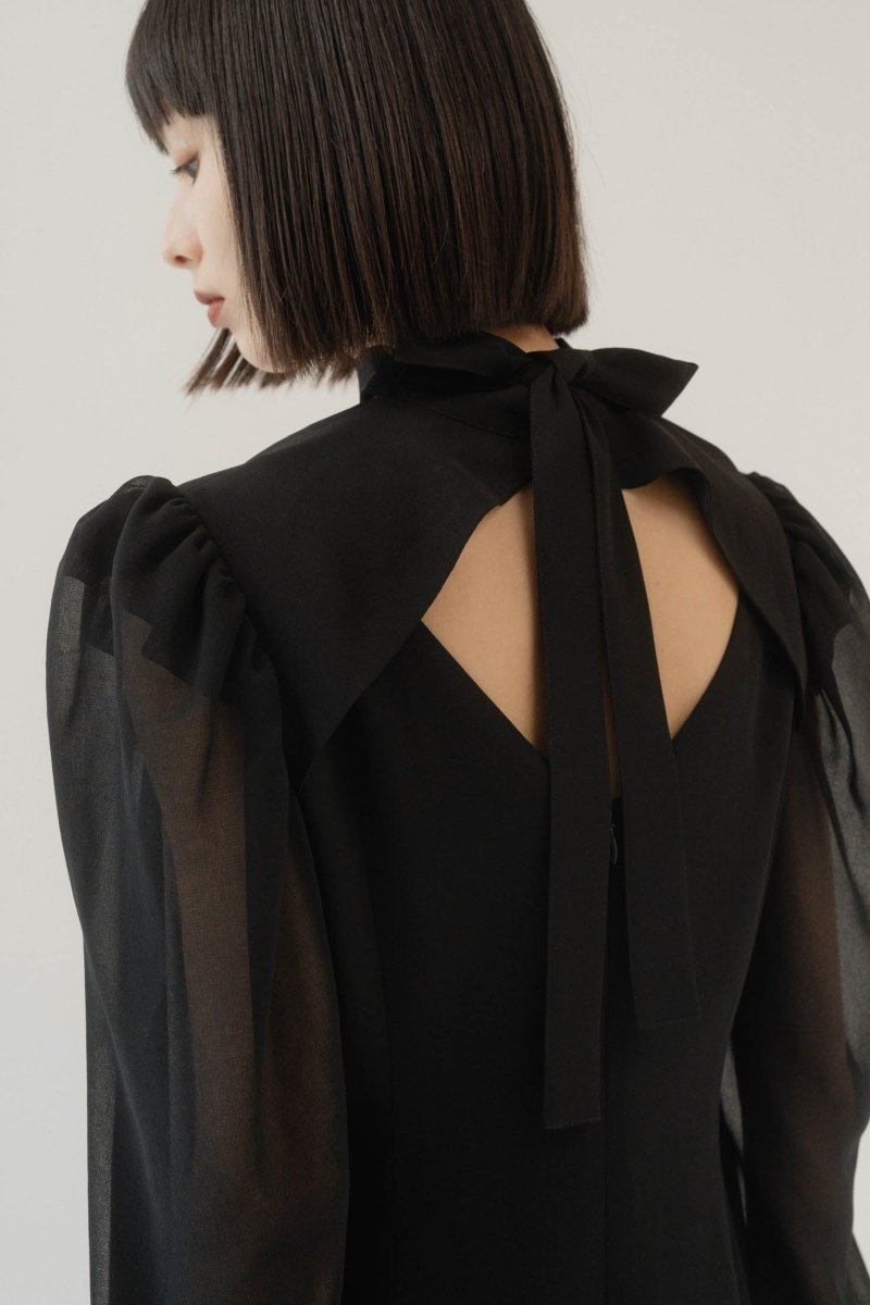 puff sleeve sheer one piece/black - KNUTH MARF