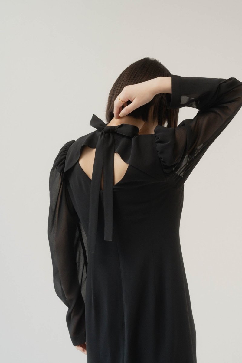 puff sleeve sheer one piece/black - KNUTH MARF