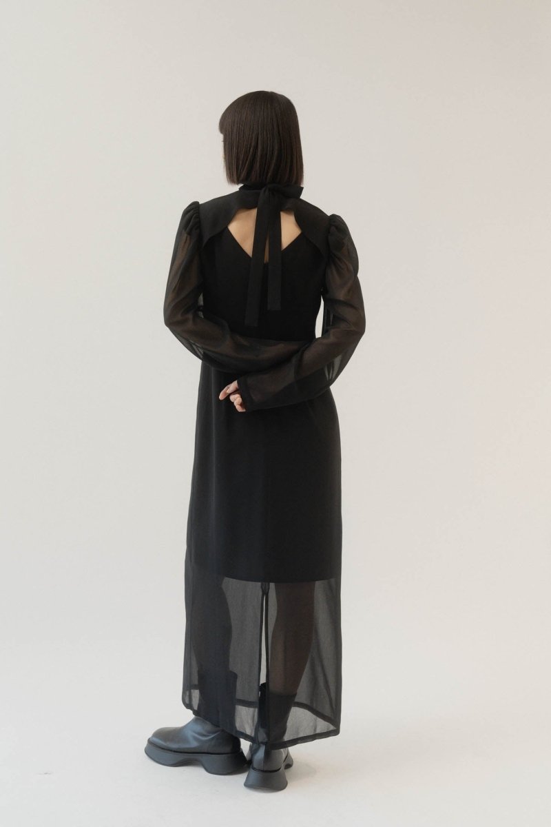 puff sleeve sheer one piece/black - KNUTH MARF