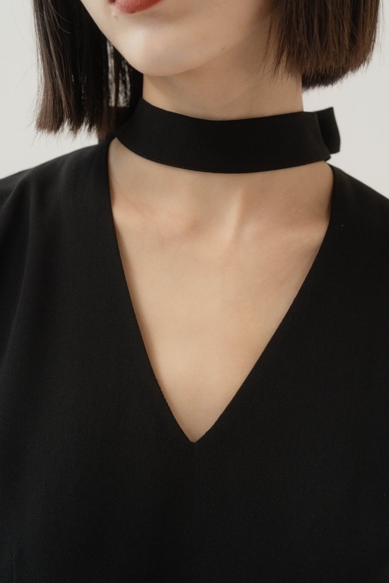 puff sleeve sheer one piece/black - KNUTH MARF