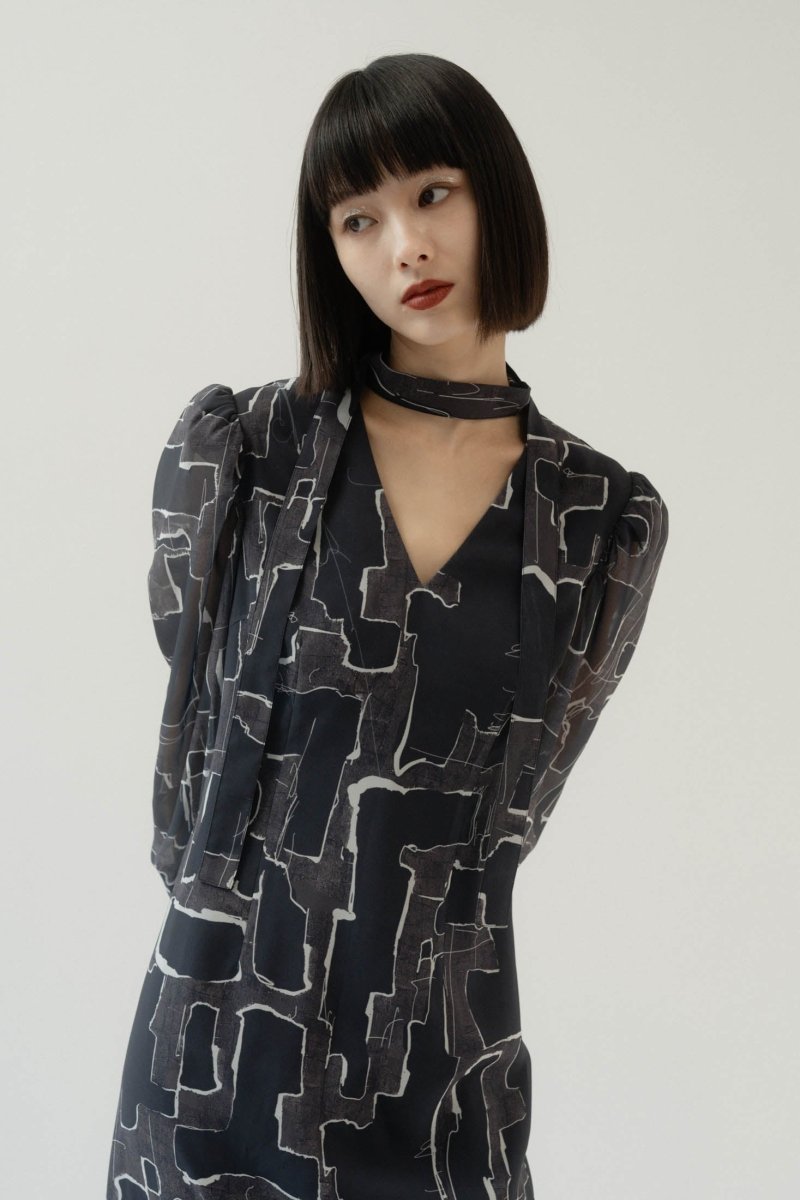 puff sleeve sheer one piece/pattern - KNUTH MARF