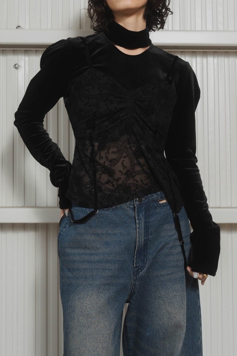 puff sleeves docking tops/black - KNUTH MARF
