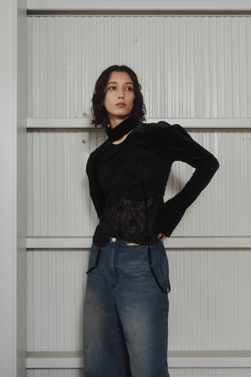 puff sleeves docking tops/black - KNUTH MARF