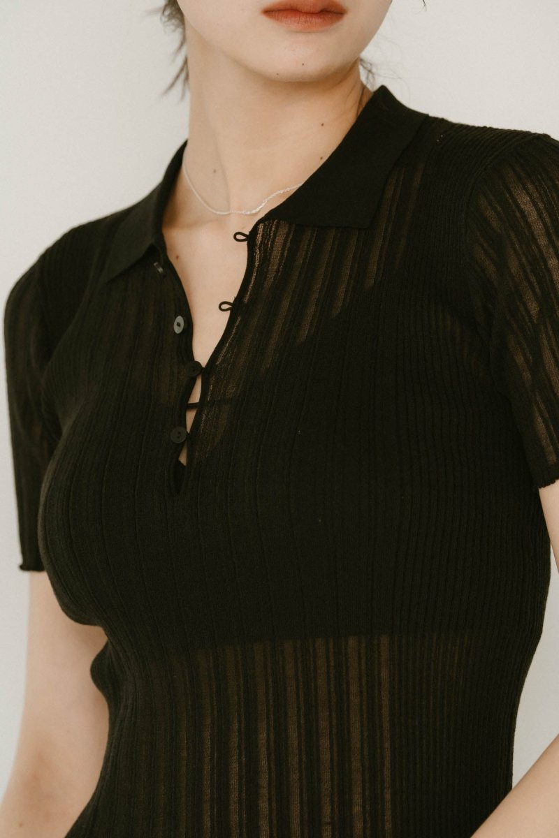 sheer polo knit /3color - KNUTH MARF