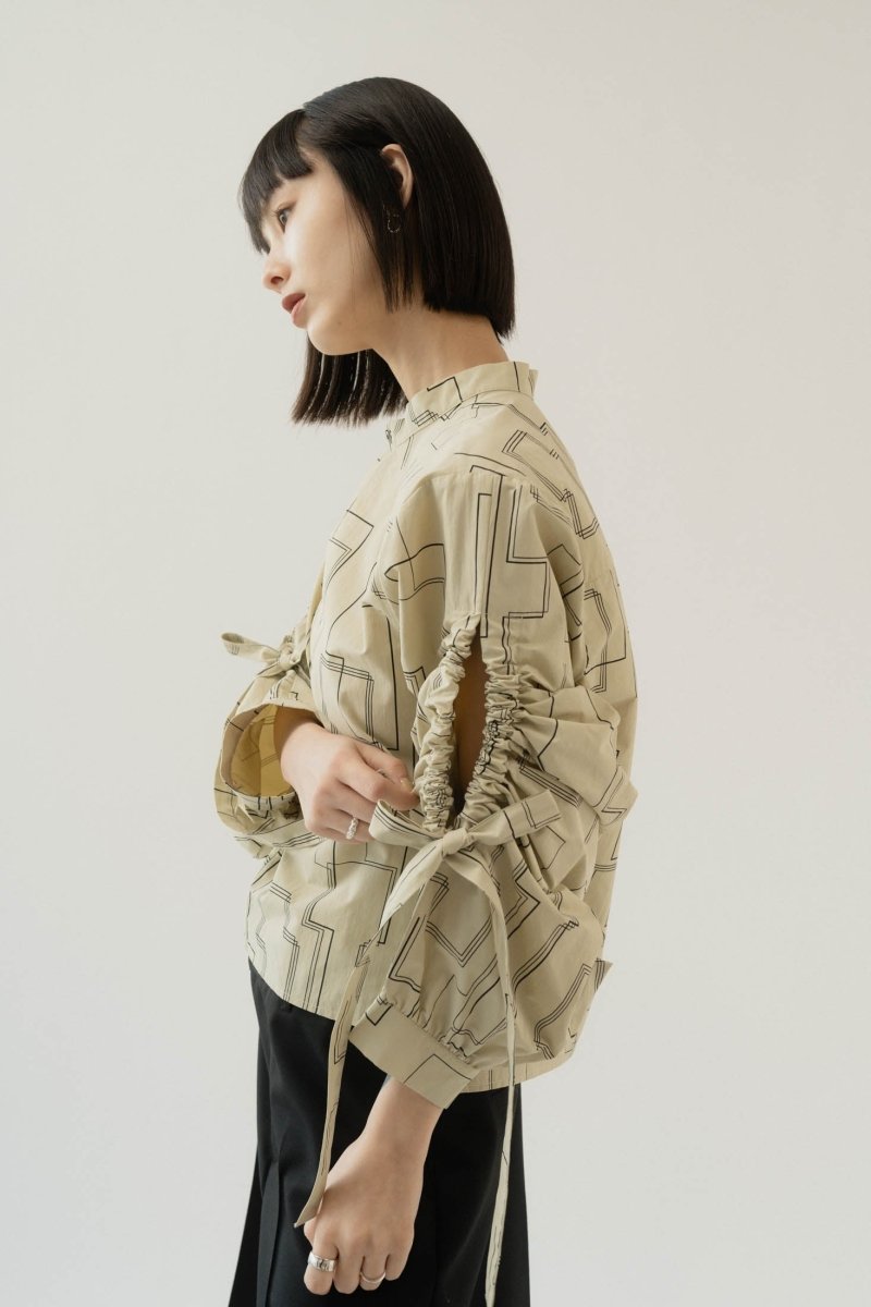 shirring sleeve pattern blouse/2color - KNUTH MARF