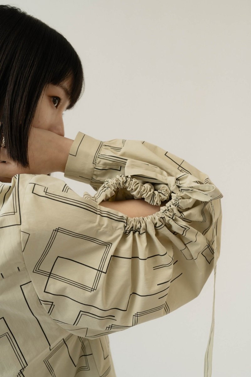 shirring sleeve pattern blouse/2color - KNUTH MARF