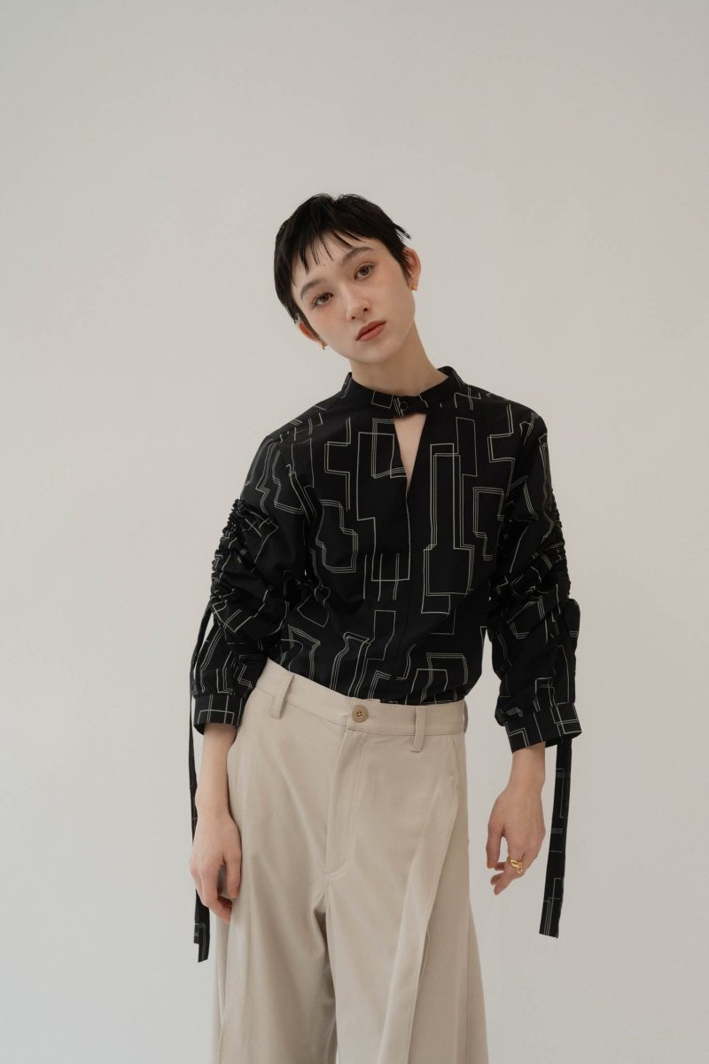 shirring sleeve pattern blouse/2color - KNUTH MARF