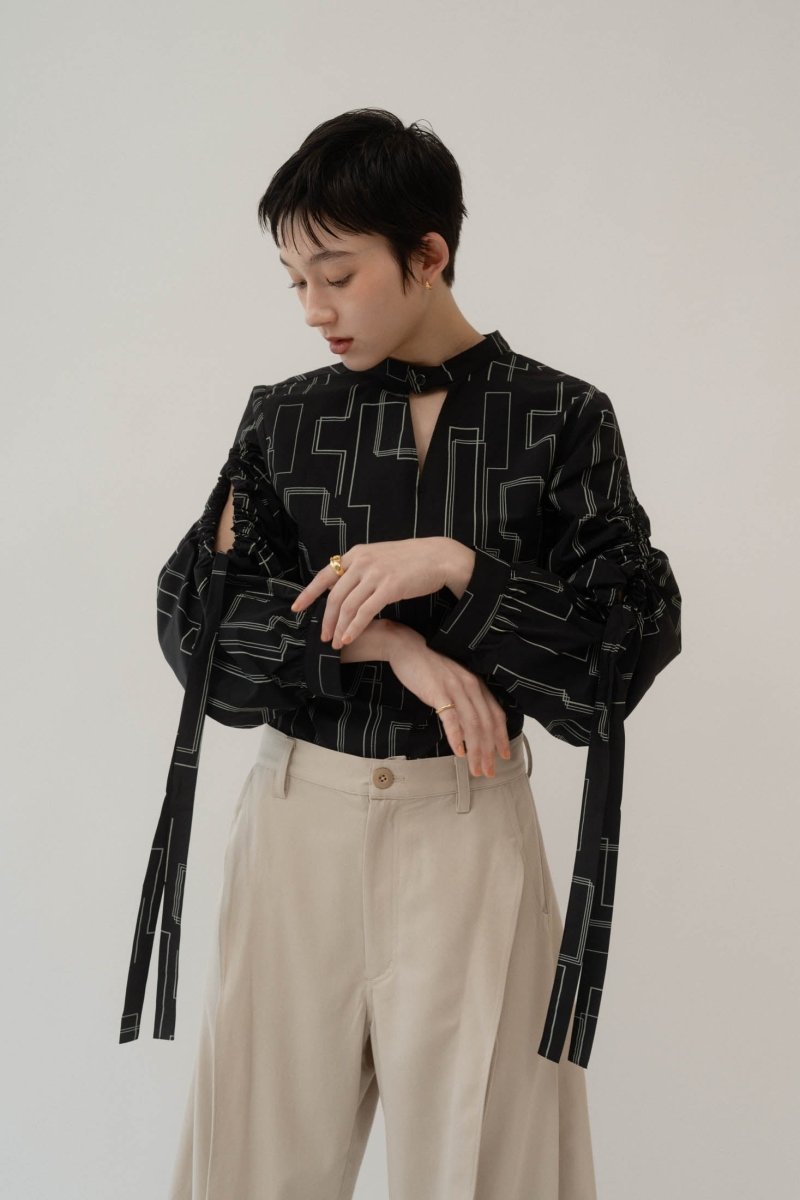 shirring sleeve pattern blouse/2color - KNUTH MARF