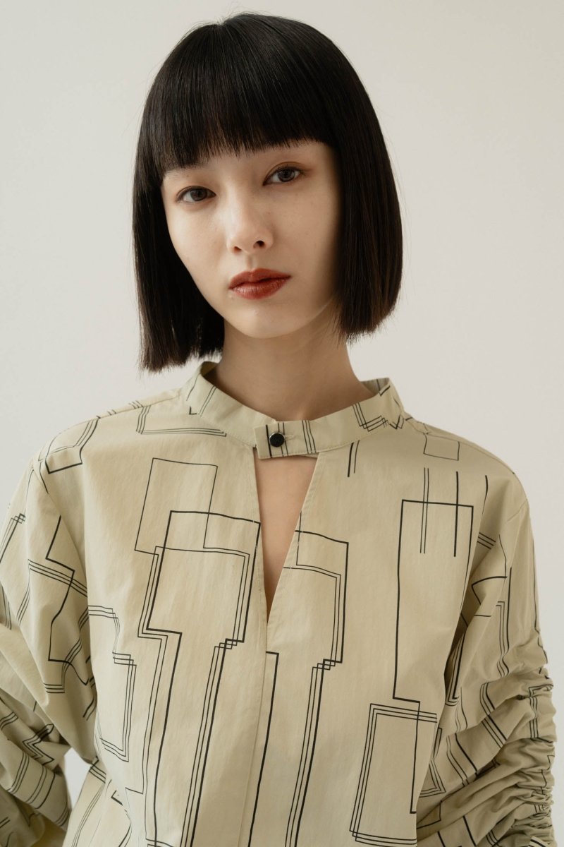 shirring sleeve pattern blouse/2color - KNUTH MARF