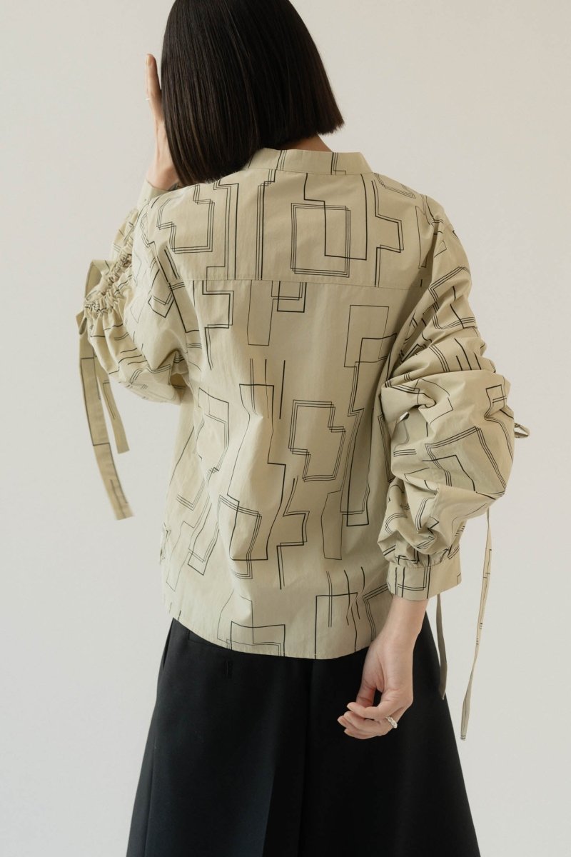 shirring sleeve pattern blouse/2color - KNUTH MARF