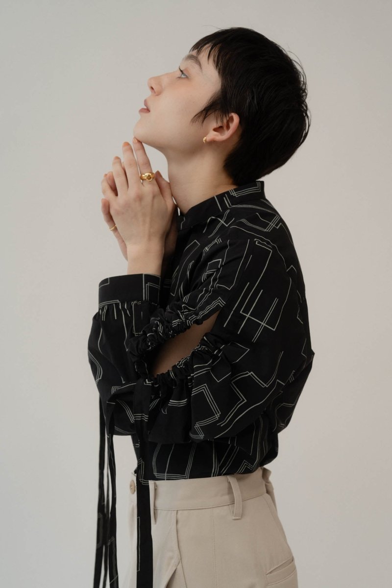 shirring sleeve pattern blouse/2color - KNUTH MARF